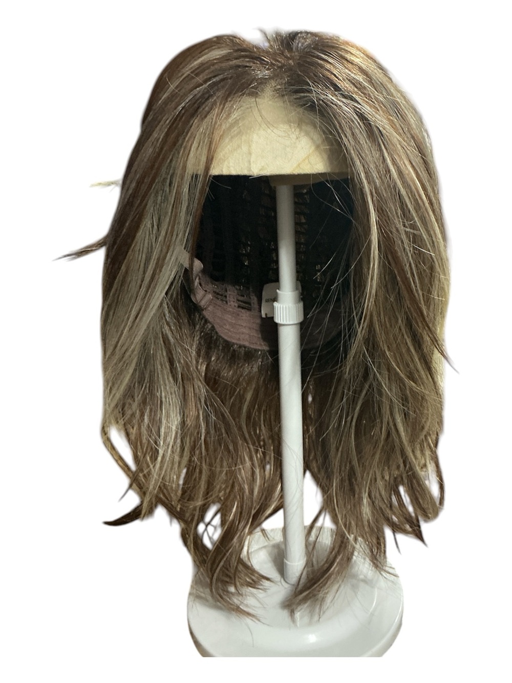 Rene of Paris Natural Layered Women's Wig in Light Brown with Blonde Highlights.